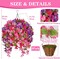2 Sets (12 Bundles) Artificial Hanging Hibiscus Flowers – UV-Resistant Silk Faux Hanging Plants in Coconut Baskets for Patio, Porch, Garden, Balcony, Outdoor Home Decor (Pink, Red & Purple)